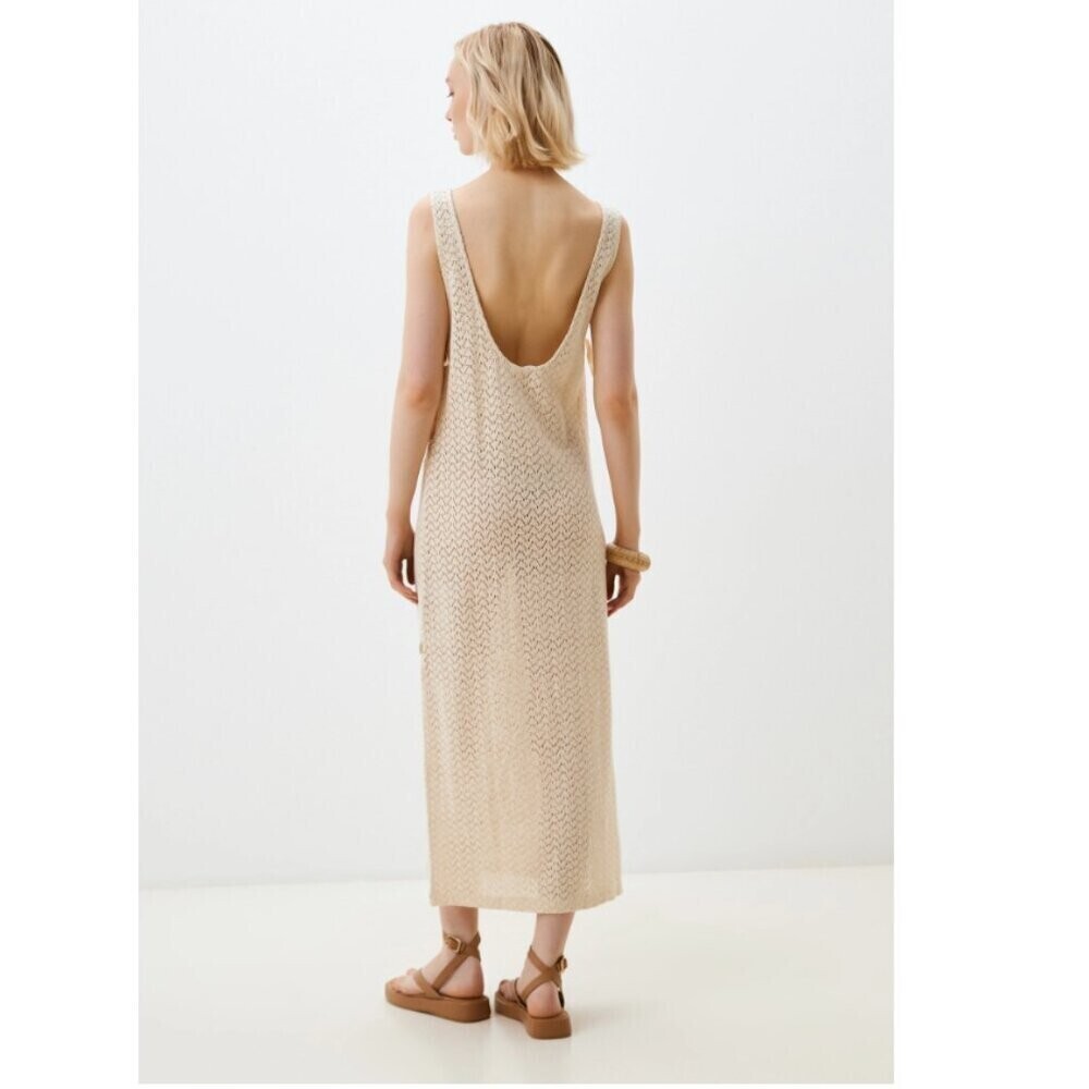 Roxy Beach Journey Knit Crochet Dress NWT Cream Size Small - Picture 6 of 13